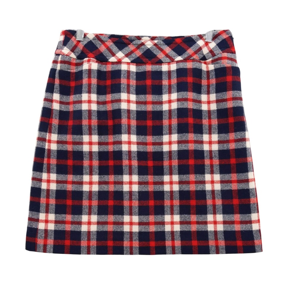 Talbots Plaid Wool Skirt Red‎ White Blue Classic Career Petite Size 6P